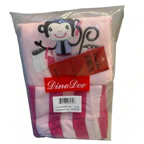 Dino Dee Monkey Girl Pajamas size 3 Years - Picture 2 of 3